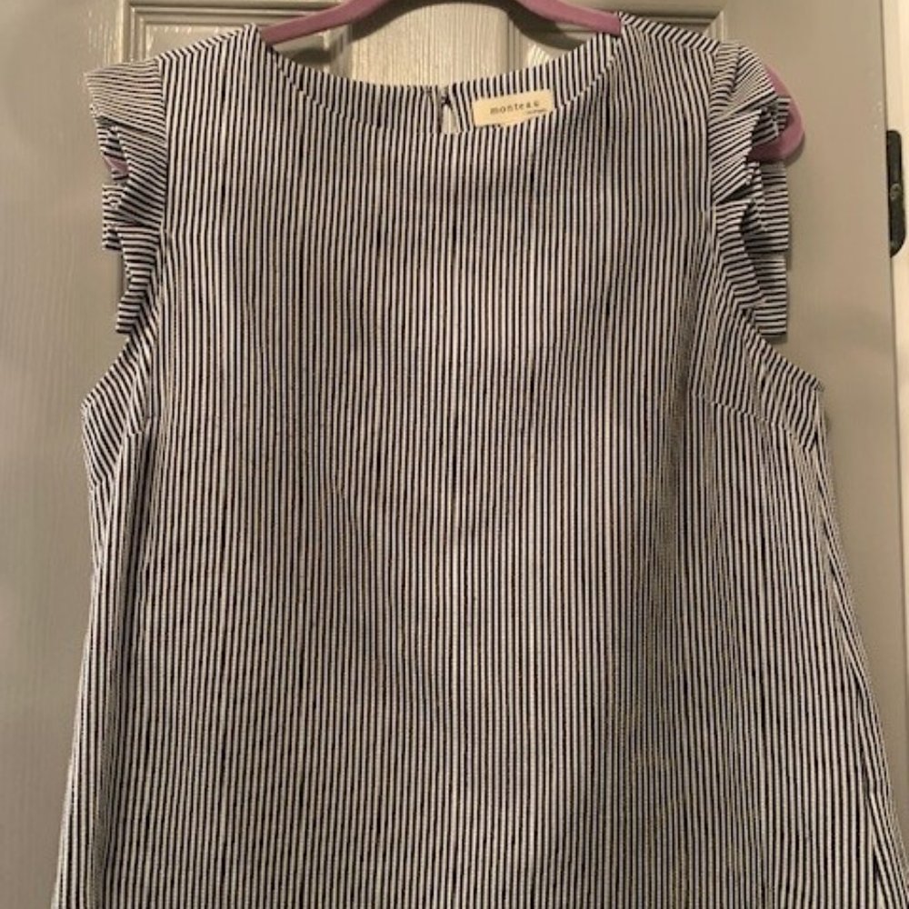 NAVY AND WHITE STRIPE BLOUSE